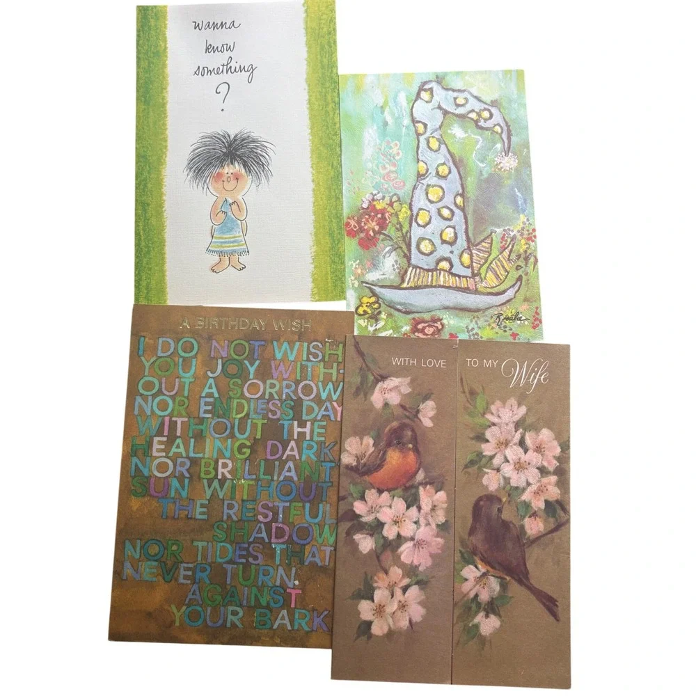 Vintage Greeting Card Lot 14pc Hallmark Norcross Unused Floral Retro MCM Mixed